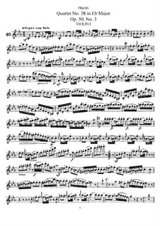 String Quartet No.38 in E Flat Major, Hob.III/46 Op.50 No.3: Violin I part by Joseph Haydn