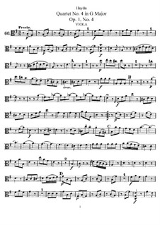 String Quartet No.4 in G Major, Hob.III/4 Op.1 No.4: Viola part by Joseph Haydn