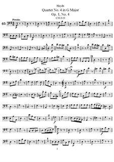 String Quartet No.4 in G Major, Hob.III/4 Op.1 No.4: Cello part by Joseph Haydn