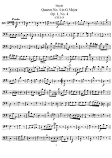 String Quartet No.4 in G Major, Hob.III/4 Op.1 No.4: Cello part by Joseph Haydn