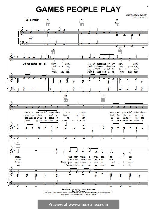 Games People Play: For voice and piano (or guitar) by Joe South