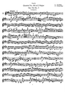 String Quartet No.44 in E Major, Hob.III/59 Op.54 No.3: Violin I part by Joseph Haydn