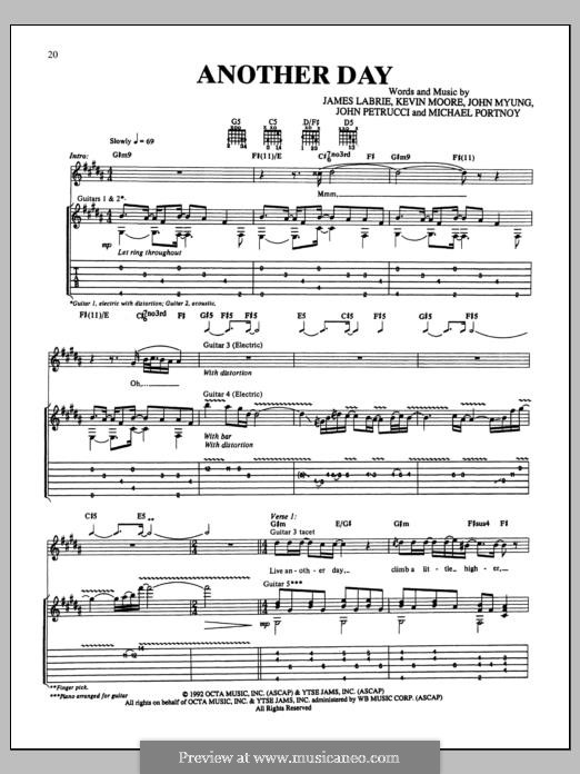 Another Day (Dream Theater): For guitar with tab by Mike Portnoy, John Petrucci, John Myung, James LaBrie, Kevin Moore