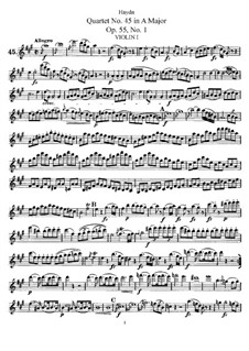 String Quartet No.45 in A Major, Hob.III/60 Op.55 No.1: Violin I part by Joseph Haydn