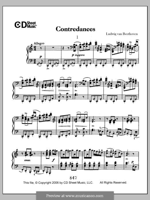 Contredances: For piano by Ludwig van Beethoven