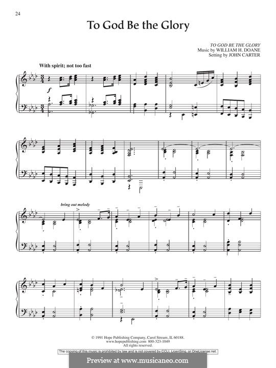 To God be the Glory: For piano by William Howard Doane