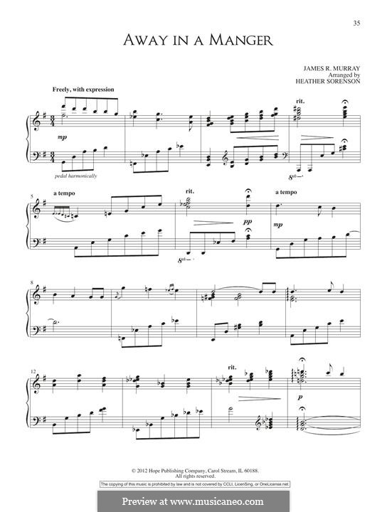 Away in a Manger (Printable Scores): For piano by James R. Murray