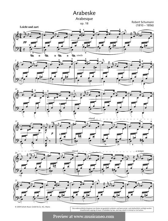 Arabesque in C Major, Op.18: For piano by Robert Schumann