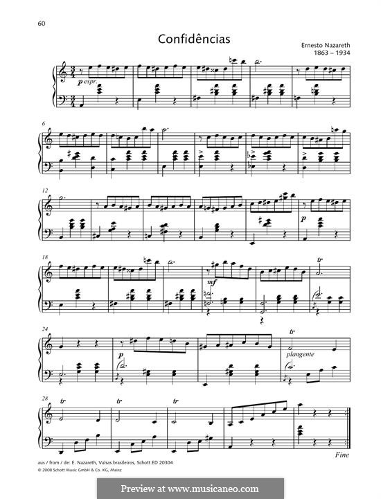 Confidências (Secrets): For piano by Ernesto Nazareth