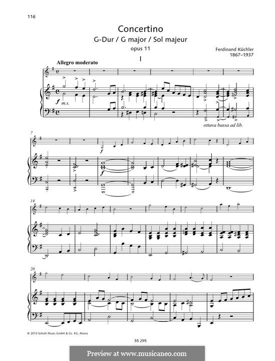 Concertino in G Major for Violin (or Viola, or Cello) and Piano, Op.11: Score for two performers by Ferdinand Küchler