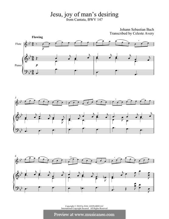 Jesu, Joy of Man's Desiring (Printable Scores): For flute and piano by Johann Sebastian Bach