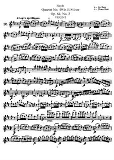String Quartet No.49 in B Minor, Hob.III/68 Op.64 No.2: Violin I part by Joseph Haydn