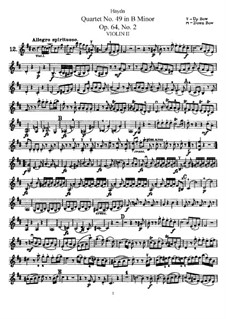 String Quartet No.49 in B Minor, Hob.III/68 Op.64 No.2: Violin II part by Joseph Haydn