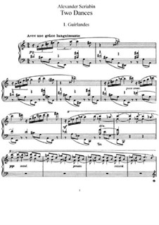 Two Dances, Op.73: For piano by Alexander Scriabin