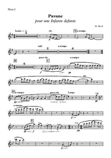 Pavane pour une infante défunte (Pavane for a Dead Princess), M.19: Flute I part by Maurice Ravel