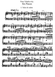 Six Pieces for Piano, TH 143 Op.51: Complete set by Pyotr Tchaikovsky