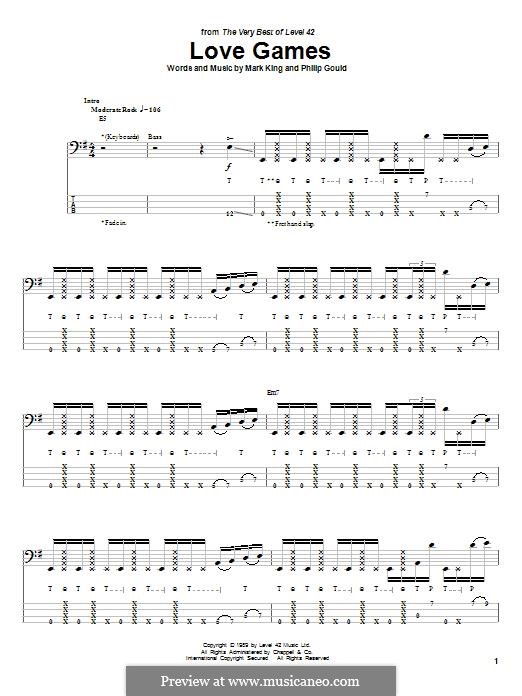 Love Games (Level 42): For bass guitar with tab by Mark King, Philip Gould