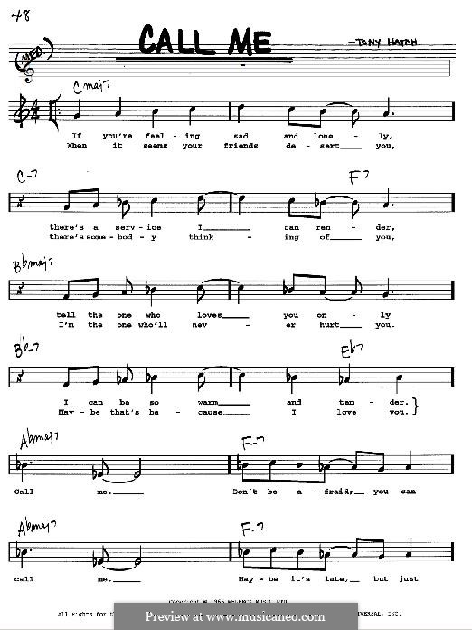 Call Me: Melody line by Tony Hatch