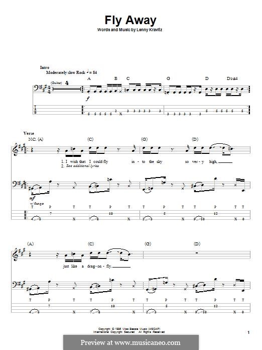 Fly Away: For bass guitar with tab by Lenny Kravitz