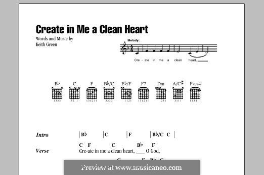 Create in Me a Clean Heart: Lyrics and chords by Keith Green