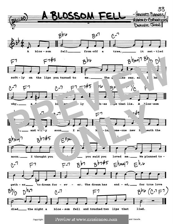A Blossom Fell: Melody line by Dominic John, Harold Cornelius, Howard Barnes