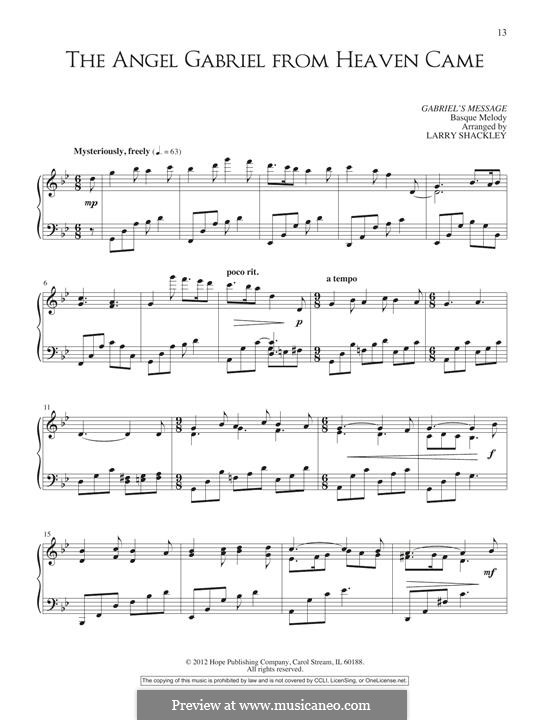 The Angel Gabriel: For piano by folklore