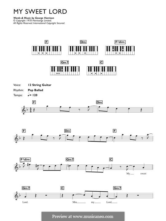 My Sweet Lord: Melody line by George Harrison