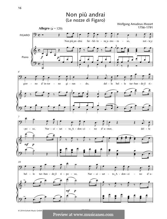Non più andrai (Now no More): For voice and piano by Wolfgang Amadeus Mozart