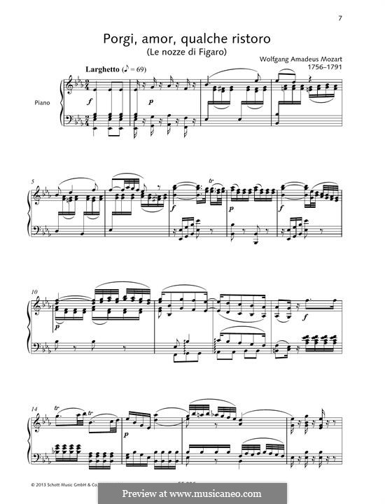 Porgi, amor, qualche ristoro (Grant, Love, Some Comfort): For voice and piano by Wolfgang Amadeus Mozart