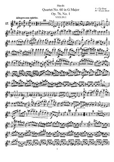 String Quartet No.60 in G Major, Hob.III/75 Op.76 No.1: Violin I part by Joseph Haydn