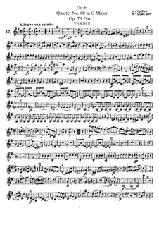 String Quartet No.60 in G Major, Hob.III/75 Op.76 No.1: Violin II part by Joseph Haydn