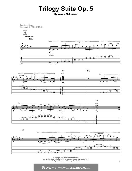 Trilogy Suite, Op.5: For guitar with tab by Yngwie Malmsteen