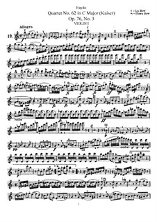 String Quartet No.62 in C Major 'Emperor', Hob.III/77 Op.76 No.3: Violin I part by Joseph Haydn