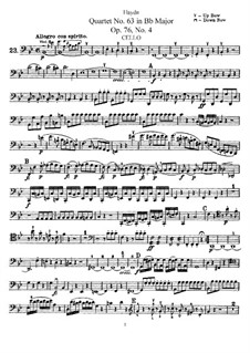 String Quartet No.63 in B Flat Major 'Sunrise', Hob.III/78 Op.76 No.4: Cello part by Joseph Haydn