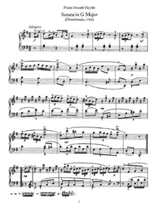 Sonata for Piano No.1 in G Major, Hob.XVI/8: For a single performer by Joseph Haydn