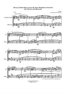 Selections: Three Dances, for clarinet and bassoon by Johann Sebastian Bach
