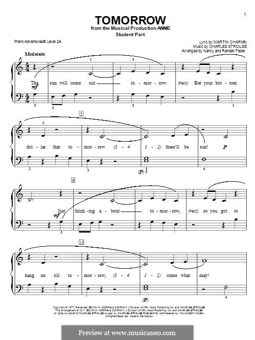 Tomorrow (from Annie) by C. Strouse - sheet music on MusicaNeo