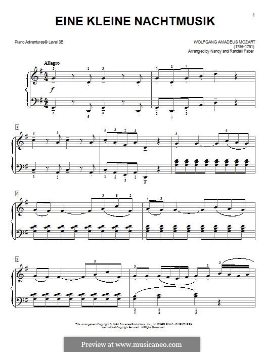 Allegro, for piano: Easy version by Wolfgang Amadeus Mozart