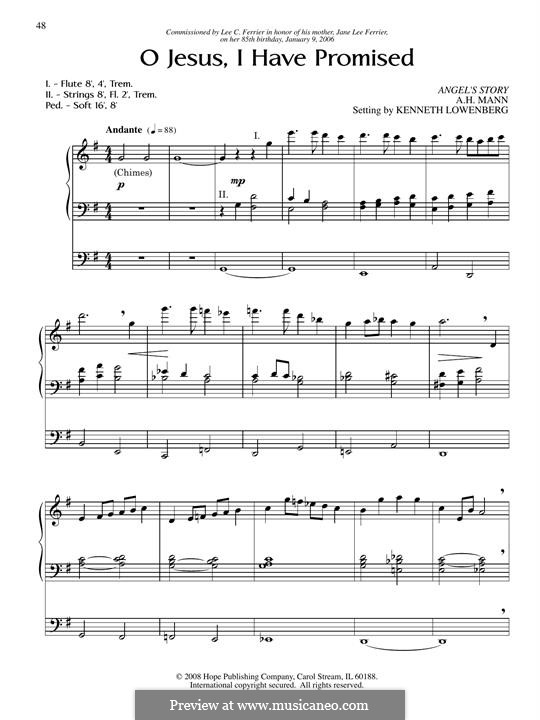 Oh Jesus I have promised (with variations): For organ by Arthur Henry Mann