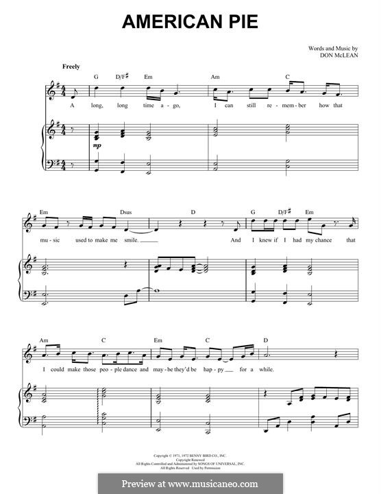 American Pie (Madonna): For voice and piano by Don McLean