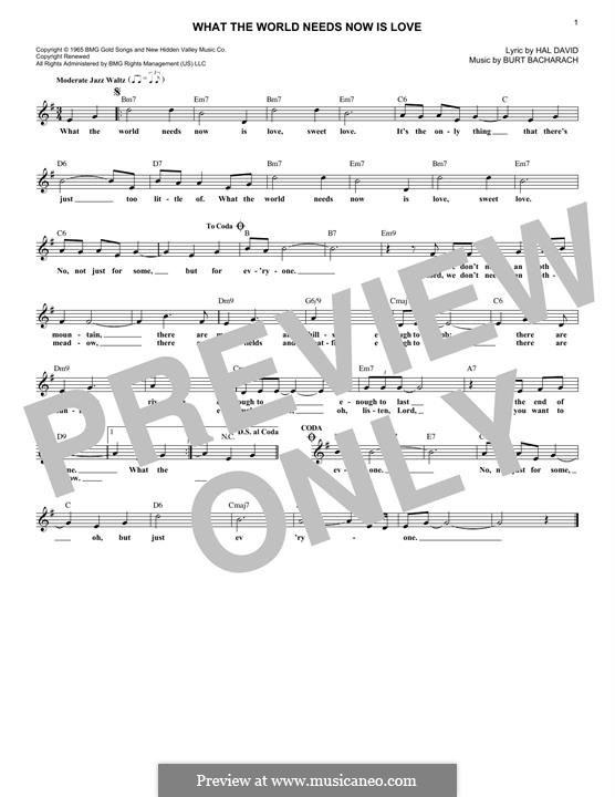What the World Needs Now Is Love: Melody line by Burt Bacharach