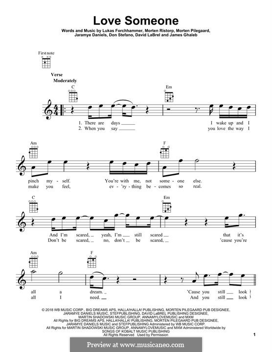 FALSO detalles cigarrillo Love Someone (Lukas Graham) by J. Daniels, D. Labrel, L. Forchhammer, M.  Pilegaard, M. Ristorp, J. Alan on MusicaNeo