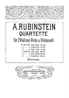 Quartet for Strings No.4 in E Minor, Op.47 No.1: Violin I part by Anton Rubinstein