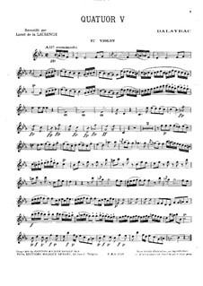 String Quartet No.5 in E Flat Major: Violin I part by Nicolas-Marie d'Alayrac