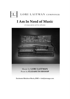 I Am In Need of Music: For mezzo-soprano and bass with piano (download is for 3 copies of music) by Lori Laitman