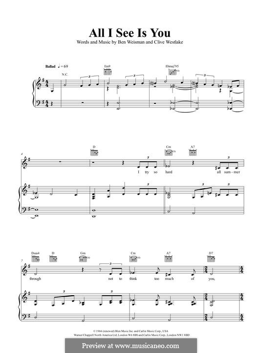 All I See Is You: For voice and piano (or guitar) by Ben Weisman