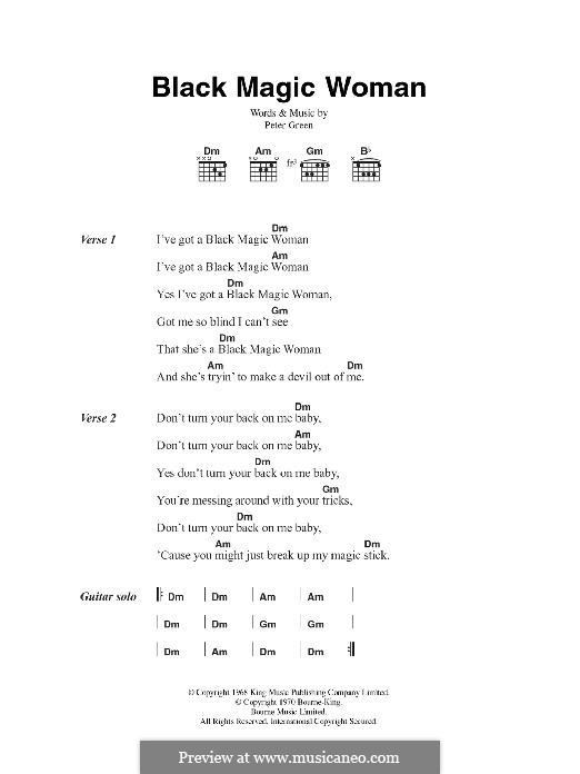 Black Magic Woman by P. Green sheet music on MusicaNeo