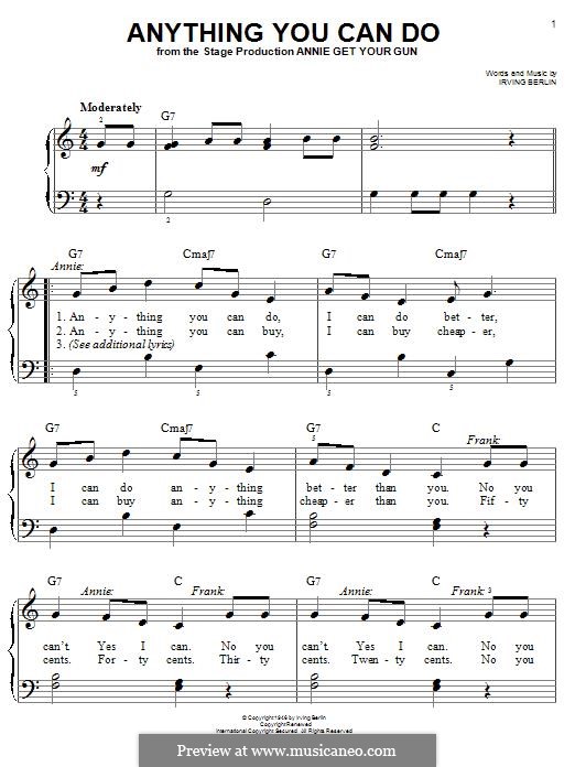 Anything You Can Do: For piano by Irving Berlin