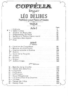 Coppélia, ou La fille aux yeux d’émail: For piano four hands by Léo Delibes