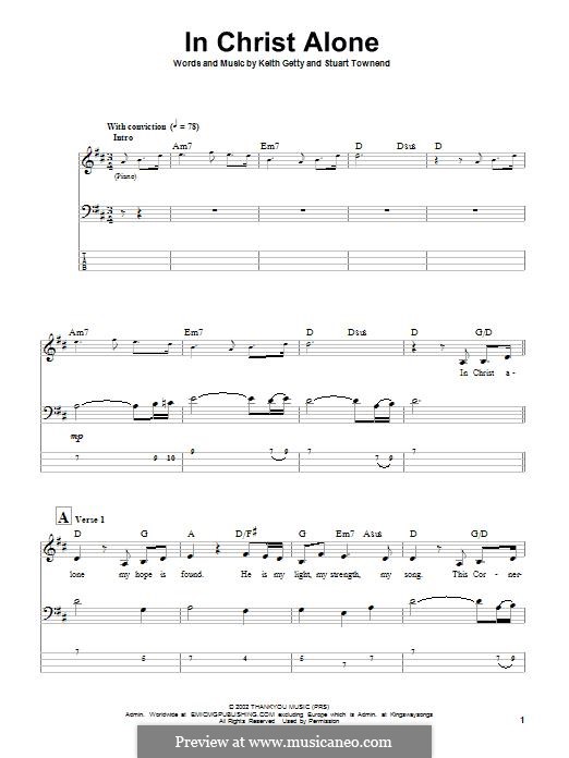 In Christ Alone (Newsboys): For bass guitar with tab by Keith Getty, Stuart Townend